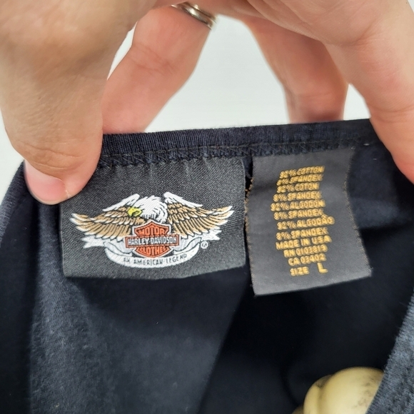 Harley Davidson Baby Tee Short Sleeve Angel Wings Studded Black Large - Picture 3 of 5